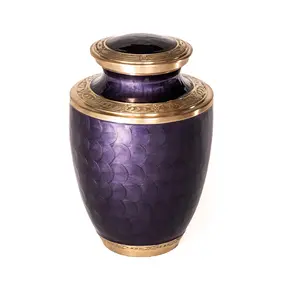 Design de doigt en émail violet, urne pour adulte, floral, gravée, cendres d'adulte, dôme, top design, crémation, urnes pour adultes, vente en gros