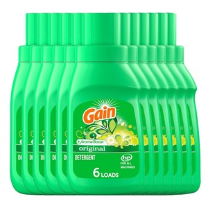 Détergent à lessive liquide Gain + Aroma Boost, parfum original, 10 fl oz, 6 lavages, compatible HE, lot de 12 - Product Image 1