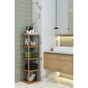 Mesa auxiliar esquinera de madera de pino del Atlántico Norte de 5 niveles, estante esquinero y soporte para plantas - Product Image 6