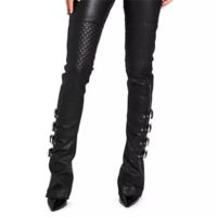 Pantalon en cuir pour femme de haute qualité avec fermetures éclair-élégant, confortable et durable pour un usage à la mode et quotidien