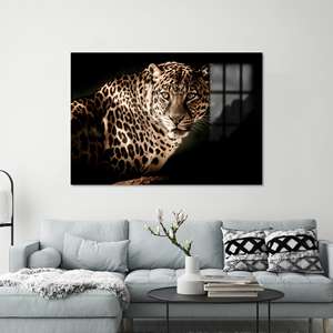 Arte de Pared de Vidrio con Estampado de Leopardo: Decoración para el Hogar con Animales Salvajes en Lienzo y Vidrio - Product Image 1