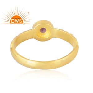 แหวนพลอยทัวร์มาลีนสีชมพูธรรมชาติชุบทอง18K 925เงินสเตอร์ลิงเครื่องประดับอัญมณีสำหรับผู้หญิง - Product Image 2