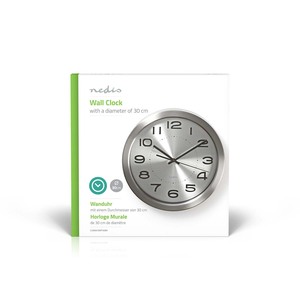Orologio da parete in acciaio inossidabile grigio 30 cm (Nedis CLWA010MT30SR) - Product Image 3