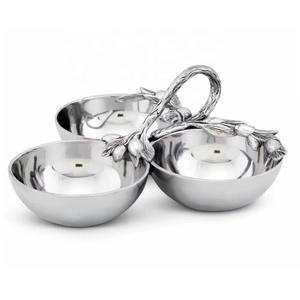 Tazón DE SERVICIO DE ACERO INOXIDABLE triple con Palmera moderna, Plato decorativo de Metal para frutos secos, aperitivos y dulces, perfecto para uso en el hogar o en fiestas - Product Image 5