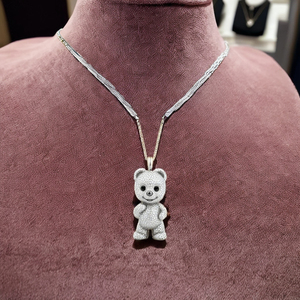 Colgante de joyería de oso de peluche Unisex, Plata de ley, Diamante cultivado en laboratorio, chapado en oro, estilo Hip Hop, fiesta de boda - Product Image 2