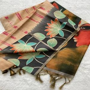 Sari en soie Tussar douce VASTRA COTTAGE avec un magnifique imprimé, blouse imprimée à la ligne Zari, style ethnique traditionnel, nouveau style de vêtement - Product Image 4