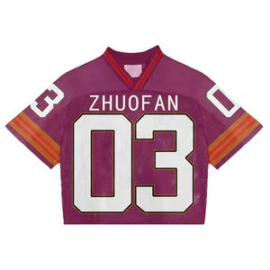 เสื้อเจอร์ซีย์อเมริกันฟุตบอลแบบตาข่ายคุณภาพพรีเมียม OEM ปรับแต่งได้ เสื้อยืดฟุตบอลทรงบ็อกซี่สำหรับผู้ชาย - Product Image 2