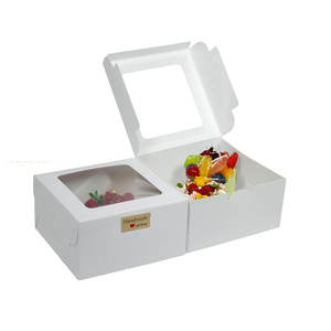 Custom Wholesale Eco Friendly Food Packaging <b>White</b> Square <b>Cardboard</b> <b>Box</b> Windowing for Sandwich Biscuit Muffin Takeout Containers - Product Image 1