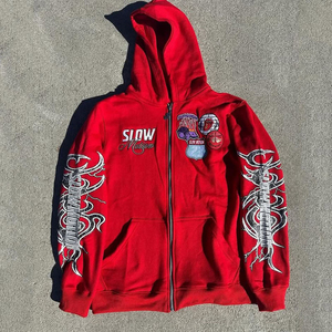 OEM personalizado de alta calidad Streetwear sudor deporte Digital impreso hombres Zip up Sudadera con capucha parches bordados para hombres sudadera - Product Image 2