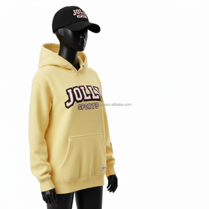 Sweat à capuche pour femme en tissu polaire 330 GSM, jaune, avec logo brodé personnalisé, style streetwear, vêtements d'hiver, basiques pour femmes - Product Image 4