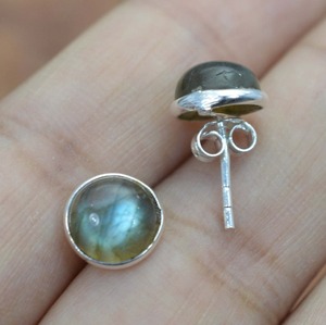 925 Sterling Silver Labradorite Gemstone <b>Stud</b> <b>Earrings</b> Jewelry Handmade Silver Boho Style <b>Earrings</b> Jewelry For Women Wedding - Product Image 6