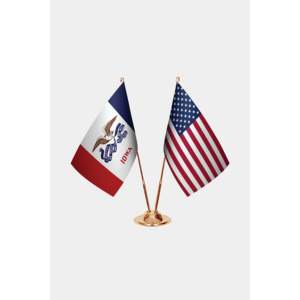 Iowa U.S. Custom Desk <b>Flag</b> Set Satin Plastic Polyester Silk Aluminum <b>Pole</b> Pennant Style Digital Printed Custom <b>Flag</b> Education - Product Image 2