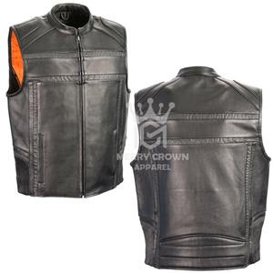 Premium Quality New Fashion OEM Service Customized Colors Waterproof Breathable Canvas Leather Biker <b>Vest</b> for <b>Suits</b> - Product Image 3