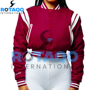 Casual Comfortable <b>Women's</b> Cropped Letterman <b>Jackets</b> for Men High Quality Wool With Leather <b>Sleeves</b> Best Design for Winter - Product Image 1