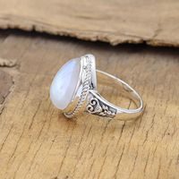 Bague fine classique en argent sterling 925 pierre de lune coupe poire pour anniversaire de fiançailles de mariage ou fête