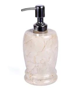 Creative Home Natural Champagne Marble Liquid Soap Lotion Dispenser with Stainless Steel Pump for Bathroom Counter-top Organizer