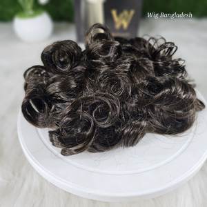 All Skin Natural Indian Remy Hair Deep Wave PU Base Toupee para hombres Piel delgada - Product Image 6