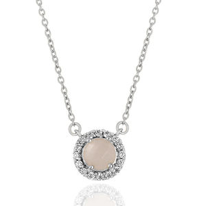 Elegant <b>Solid</b> 925 Sterling <b>Silver</b> Pendant Natural Rose Quartz Gemstone Classic Design Zircon <b>Necklace</b> Fast Engagement Wedding - Product Image 2