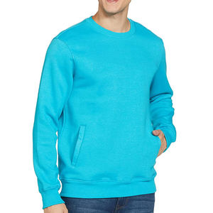 เสื้อสเวตเชิ้ตคอกลมสีพื้นสำหรับผู้ชาย ทรงปกติ ผ้าฝ้ายถัก สไตล์ลำลองสำหรับฤดูใบไม้ร่วง ดีไซน์มีกระเป๋า - Product Image 1