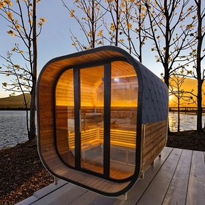Sauna extérieur en forme de cube pour 6 personnes - Vapeur électrique haute température - Verre panoramique - Product Image 2