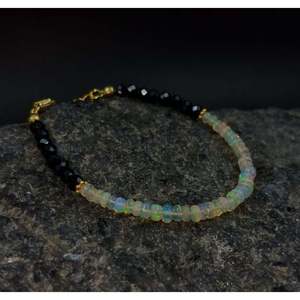 Ethiopian <b>Opal</b> & Black Spinel Fashion Body Jewelry <b>Bracelet</b> - Product Image 2