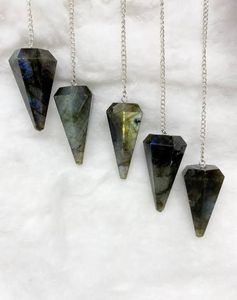 Pendules en pierre précieuse de labradorite naturelle, thème amour, écologiques, faits à la main, pour la radiesthésie, la guérison, le Reiki, l'équilibrage des chakras | - Product Image 1