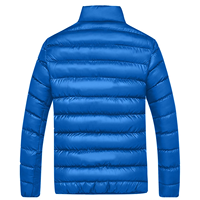 Veste de rembourrage bleu profond à manches longues et à fermeture éclair de haute qualité pour hommes en toile d'hiver personnalisée directement de l'usine du Bangladesh