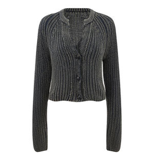 Pull en maille chenille brodé grec haut de gamme, uni, boutonné, manches courtes, vêtement cadeau, mode automne 2026 - Product Image 1