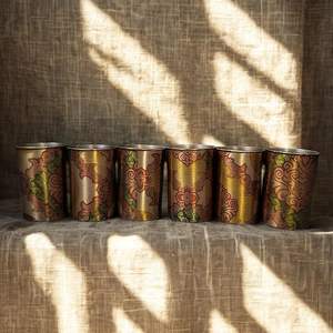 Verre à eau en cuivre pur imprimé écologique unique avec des motifs artistiques Grande capacité pour la maison, le bureau, les hôtels et les bars - Prix - Product Image 6