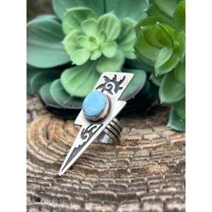 Bague Éclair en Turquoise Golden Hill Navajo et Argent Sterling, Taille 7, Plaqué Or Rose avec Sertissage Bezel, Placage 18K, Cadeau - Product Image 3