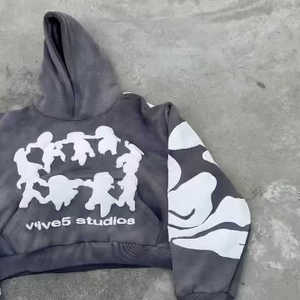 Fabricant de sweat à capuche pour hommes à imprimé moussant personnalisé Sweat à capuche épais en éponge française 600GSM à impression bouffante - Product Image 6