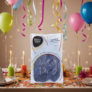 Ballons en latex Party Love bleus 45 cm 6 pièces, décoration de fête biodégradable - Product Image 3