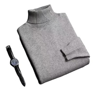 Automne hommes haute qualité tricoté pull à col roulé Slim Fit à manches longues AntiPilling pull couleur unie tendance hommes Streetwear
