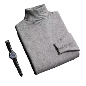 Suéter de cuello alto de punto de alta calidad para hombre de otoño Slim Fit manga larga AntiPilling Pullover Color sólido tendencia ropa de calle para hombre - Product Image 3