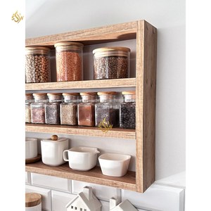 Bamboo <b>Wood</b> Material Large Size Handmade Kitchen <b>Spices</b> Storage <b>Rack</b> and Shelving Hot Selling 3 Tier New Look Kitchen <b>Spice</b> <b>Rack</b> - Product Image 6