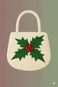 Sac à main de luxe pour fête de Noël, élégant et professionnel, orné de perles faites à la main, fermeture éclair, Père Noël - Product Image 5