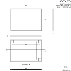 Miroir mural réversible 100x70 avec bord poli et finition noir mat - Product Image 4