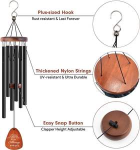 กระดิ่งลมสำหรับโทนลึกภายนอก, กระดิ่งลมที่เห็นอกเห็นใจสำหรับคนที่คุณรัก, กระดิ่งลมขนาดใหญ่32นิ้วพร้อมท่อหนา6อันและชั่วโมง - Product Image 4