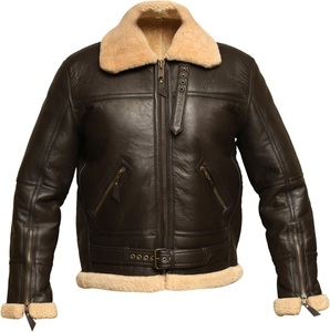 High Quality Wholesale <b>Men's</b> Vintage <b>Shearling</b> Sheepskin Leather <b>Jacket</b> Heavy Duty Winter Aviator Manufacture In Pakistan - Product Image 2