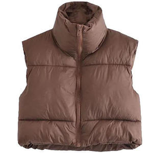 Chaleco Corto Acolchado Ligero Sin Mangas con Cierre y Cuello Alto para Hombre, Color Sólido, Abrigado para Invierno - Product Image 1