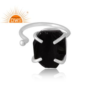 Latest Selling 925 Sterling Silver Natural Black <b>Obsidian</b> Gemstone Ring Custom <b>Jewelry</b> For Women Gift For Her - Product Image 3