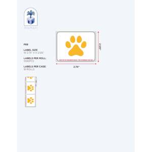 Veterinary Prescription <b>Labels</b> Paw Print Design Warning 2 3/4'' X 2 1/8'' 1000 Pcs Per Roll - Product Image 2