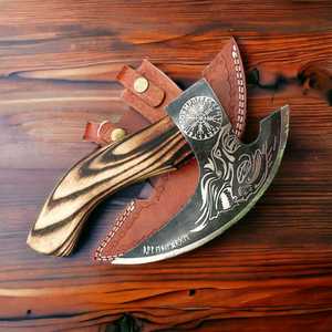 สินค้า impex WISE AX-2ที่ถือพิซซ่าเหล็กกล้าคาร์บอนปรับแต่งได้ด้ามจับไม้โรส22ซม. ปลอกหนังใบมีด - Product Image 2