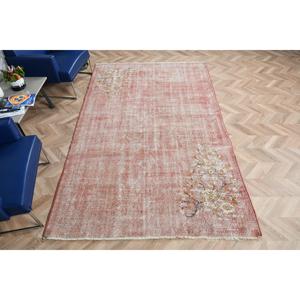 Turkish Rug, 5.7x9.2 ft Vintage Rug, <b>Red</b> Solid <b>Wool</b> Rug - Product Image 5