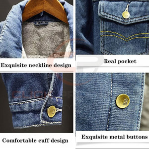 Veste en jean pour hommes personnalisable automne hiver doublure polaire Sherpa, veste en jean camionneur en coton Western classique pour hommes - Product Image 5