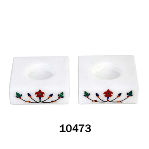 Bougeoir Tricia en marbre blanc design Triangle fait à la main pour la décoration de la maison - Product Image 5