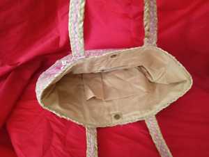 Bolsos de mano de playa de tela de yute 100% ecológicos para mujer, hermoso patrón estampado de encaje de verano para damas - Product Image 3