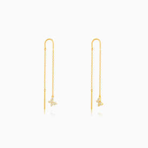 Pendientes colgantes finos de mariposa voladora dorada Sui Dhaga - Product Image 2