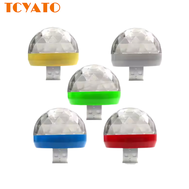 TCYATO Mini RGB LED USB Car Decorative Lamp 12V Ambient Light Music Sound Control Colorful Interior Light Car Light Accessories