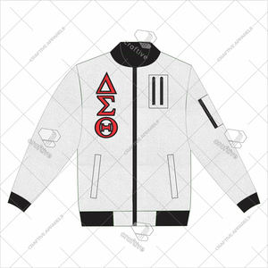 Para Delta Sigma Theta Custom Plus Size Bomber Jacket Diseño transpirable con decoración de rayas bordadas Procesamiento terminado - Product Image 1